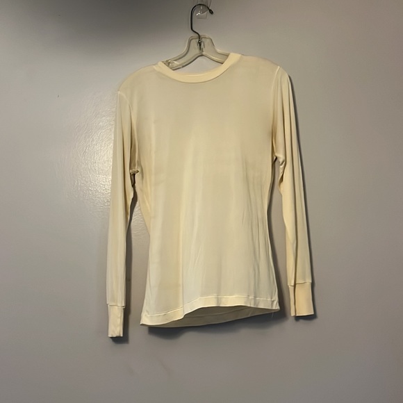 100% Genuine Silk Machine Washable Cream Long Sleeve Two Piece Pajama Set - Picture 4 of 16